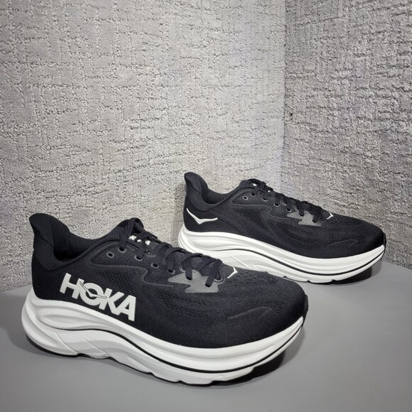 Hoka One One Clifton Wide 10 Men's Size US 10.5 2E Black White Athletic Sneakers - Picture 6 of 12